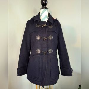 Barbour Navy Wool Toggle Coat Size 6